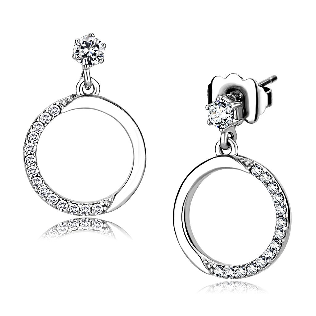 Women Stainless Steel Cubic Zirconia Earrings