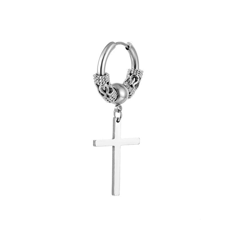 Classic Men Stainless Steel Hoop Earrings