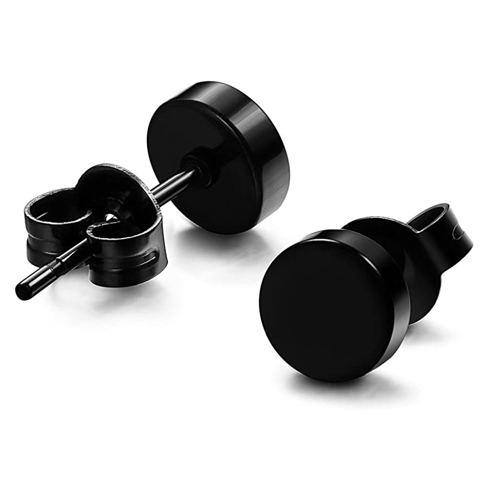 1 Set 3 Pairs Stainless Steel Black Stud Earrings for Men