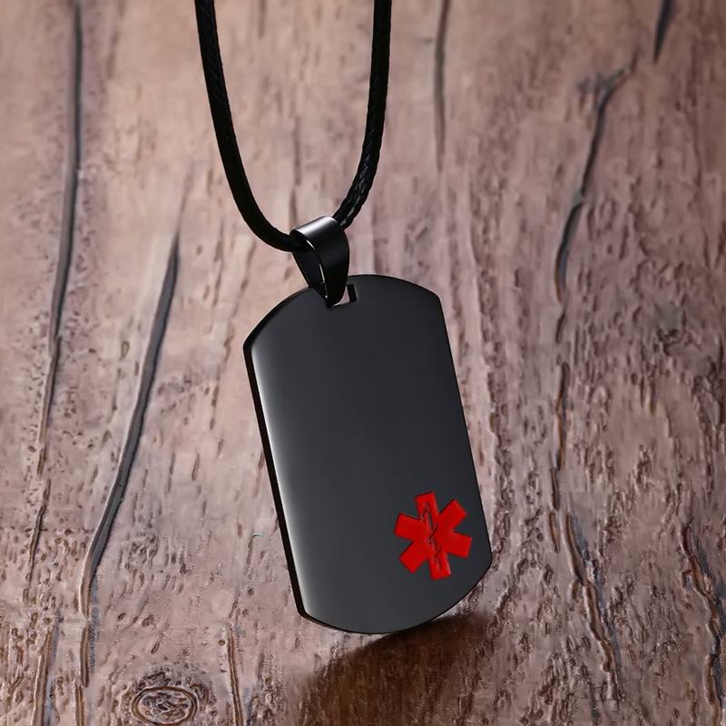 Mens Necklaces Stainless Steel Medical Alert ID Dog Tag
