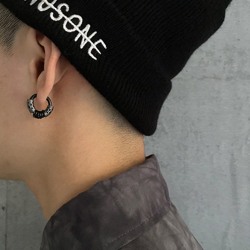 Classic Men Stainless Steel Hoop Earrings