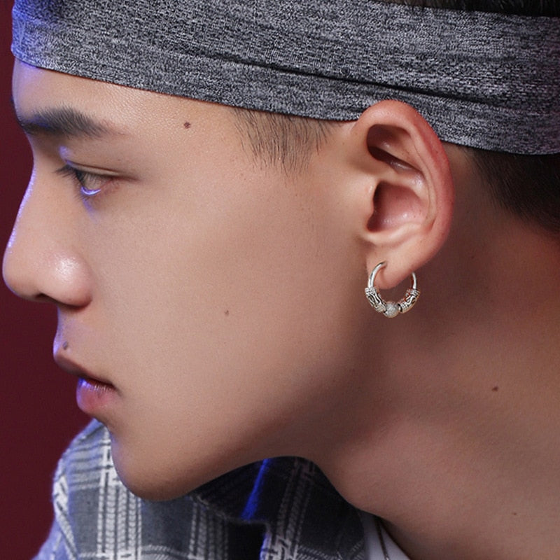 Classic Men Stainless Steel Hoop Earrings
