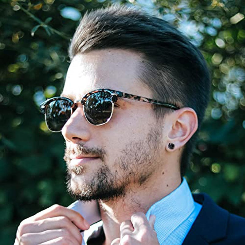 1 Set 3 Pairs Stainless Steel Black Stud Earrings for Men