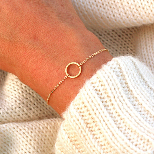 Delicate Petite Circle Of Life Charm Bracelet For