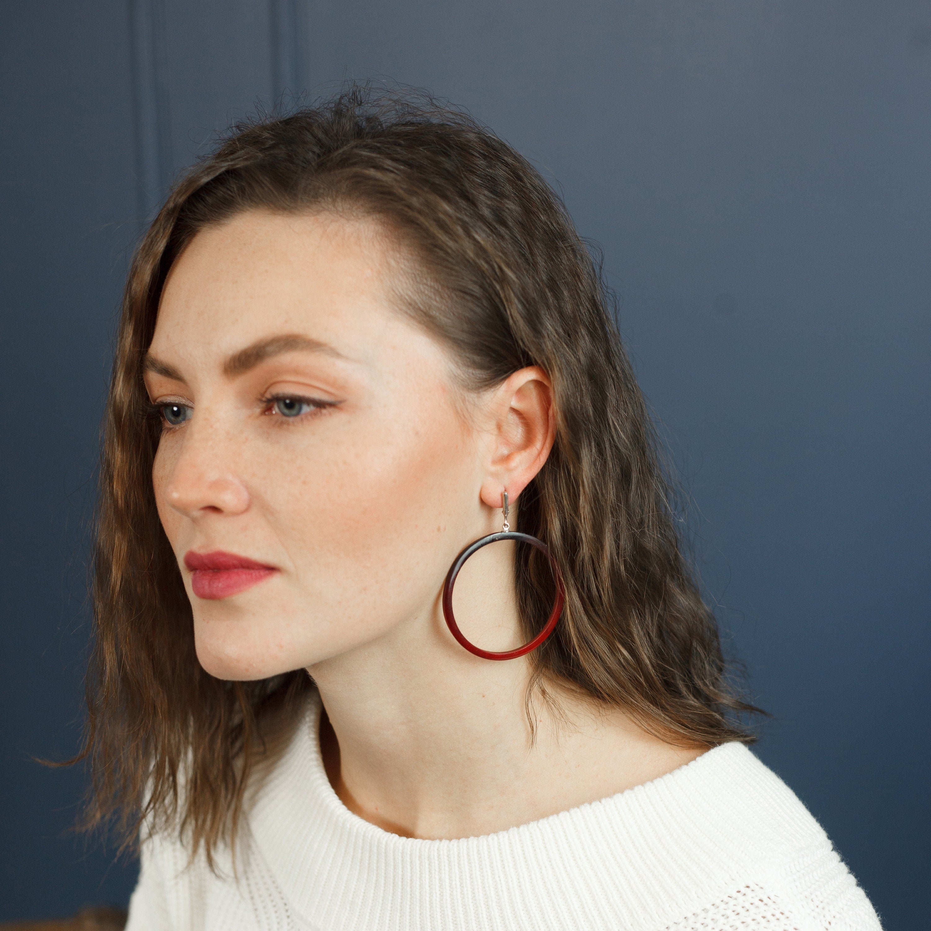 Red hoop earrings 