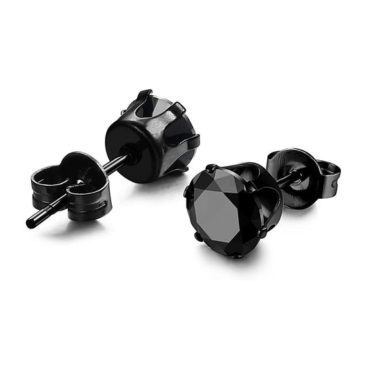 1 Set 3 Pairs Stainless Steel Black Stud Earrings for Men