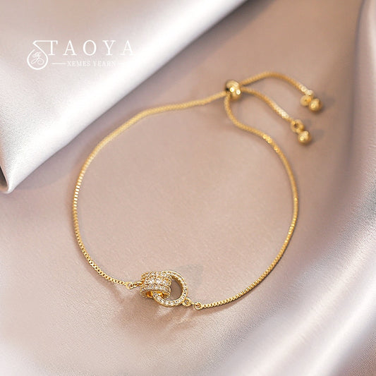 Classic Design Ring Interlock Gold Color Charm Bracelets for Women