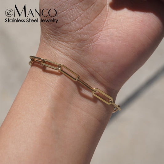 eManco Bracelet for Women Curb Cuban Link Chain